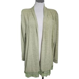 Myobe Light Green Lace Trim Open Long Sleeve Women's Cardigan Size L  NWT